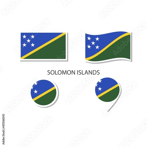Free Download Solomon Islands flag logo icon set, rectangle flat icons, circular shape, marker with flags. - GFXLoad