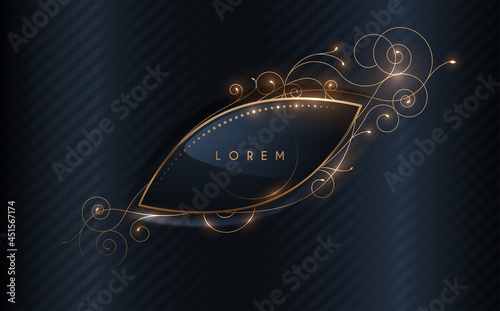 Abstract blue and gold luxury floral frame