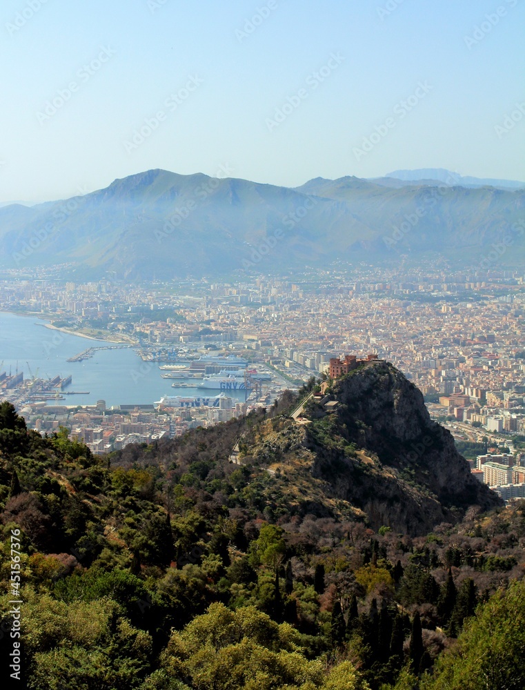 Palermo, Italy evocative panoramic view of the city
from the mountains that surround it