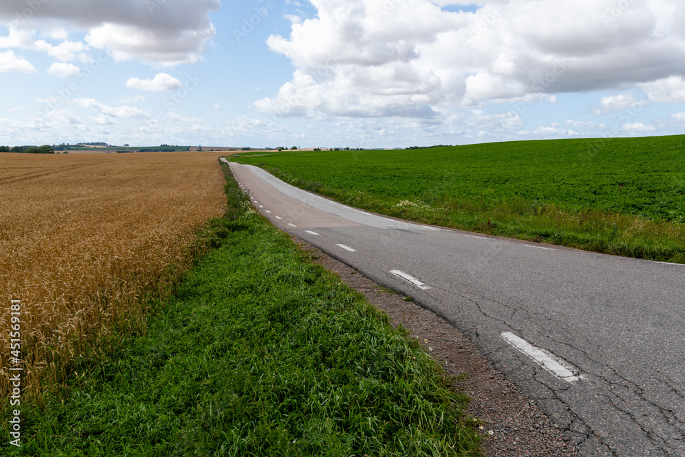 road in the countryside in the råån valley in south sweden