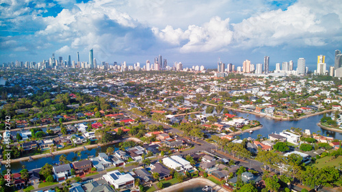 Konstfotografi Aerial View from Broadbeach Waters of Gold Coast High Rise