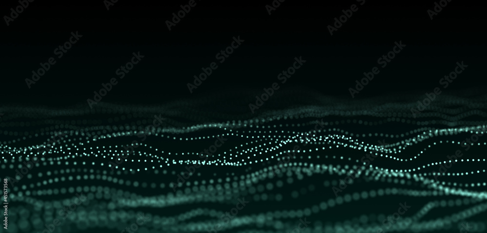 Futuristic digital wave. Dark cyberspace. Abstract wave with dots. White moving particles on background. 3d rendering. Futuristic digital wave. Dark cyberspace. Abstract wave with dots. White moving particles on background. 3d rendering.