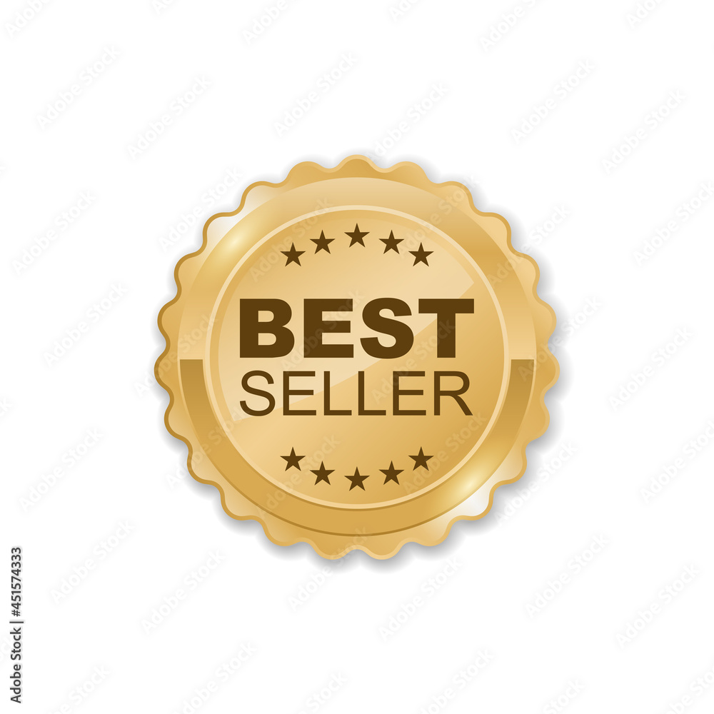 Best seller golden badge, isolated vector illustration Best seller golden badge, isolated vector illustration