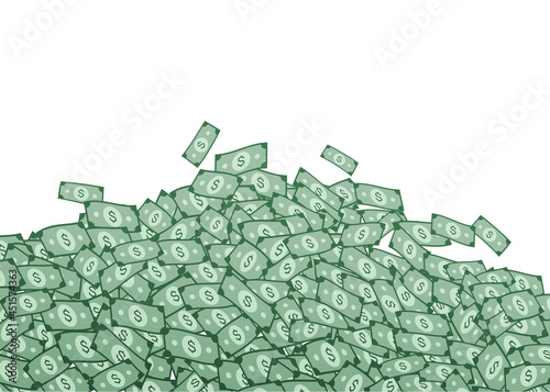 Lot of money mountain, dollars pile, vector illustration