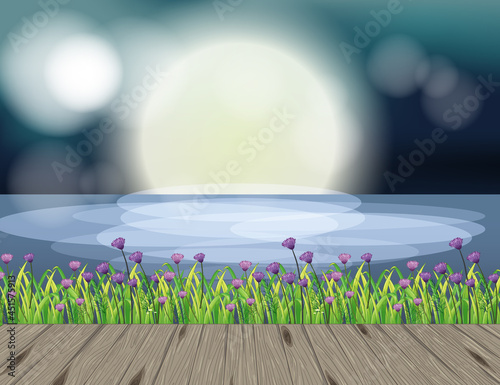 Empty nature landscape scene with blur background