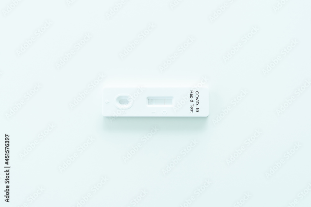 2019 SARS-nCoV coronavirus or COVID-19 antigen test kit shown a positive result. COVID-19 ag test kit. 2019 SARS-nCoV coronavirus or COVID-19 antigen test kit shown a positive result. COVID-19 ag test kit.