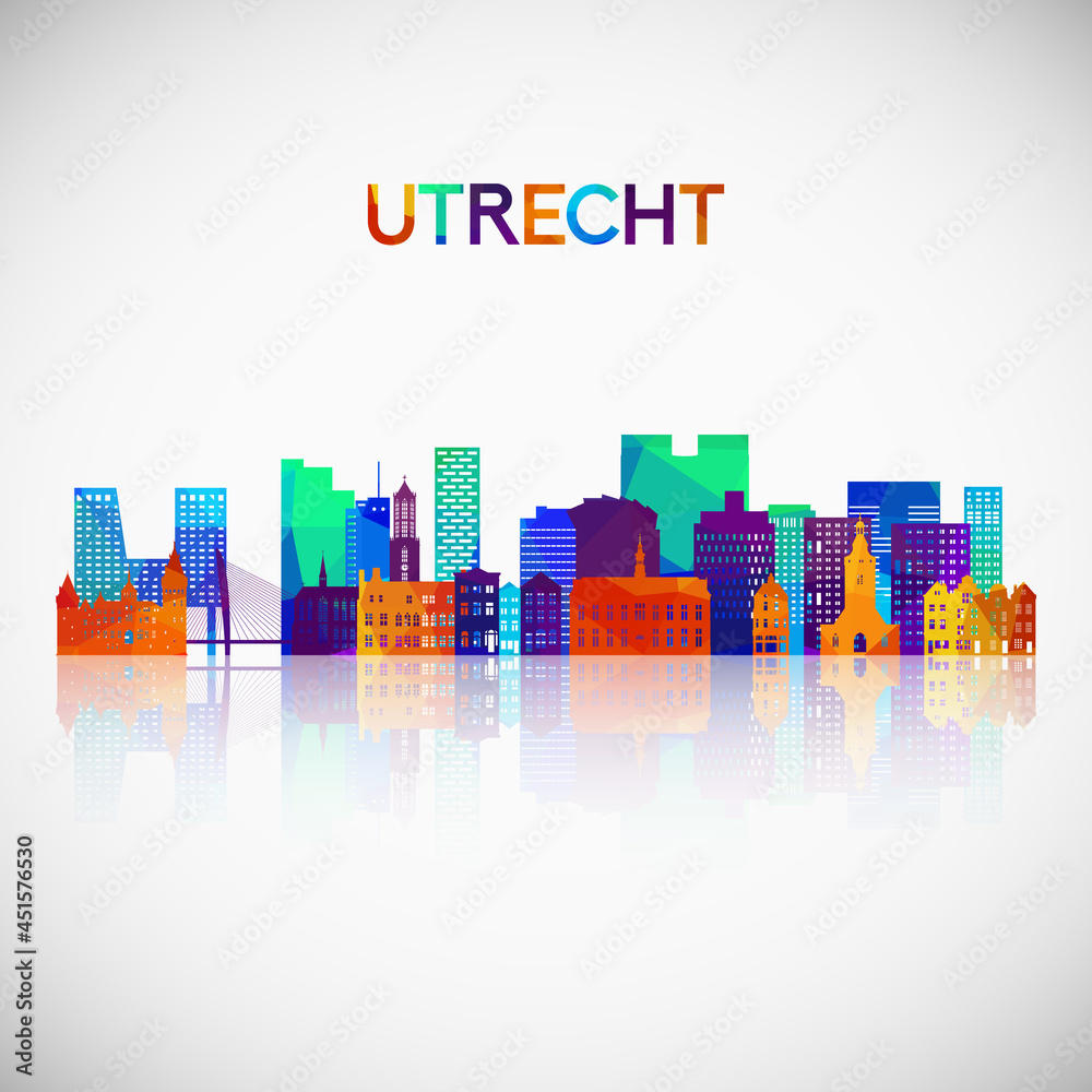Utrecht skyline silhouette in colorful geometric style. Symbol for your design. Vector illustration.