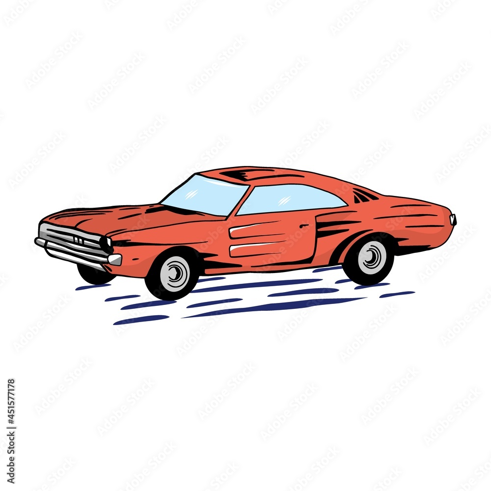 Classic Car vector illustration with hand drawn style