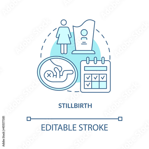 Stillbirth blue concept icon . Loss of baby during labor abstract idea thin line illustration. Statutory maternity leave in case of miscarriage. Vector isolated outline color drawing. Editable stroke
