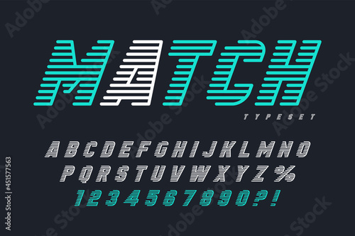 Dynamic display letters design, alphabet, numbers set.