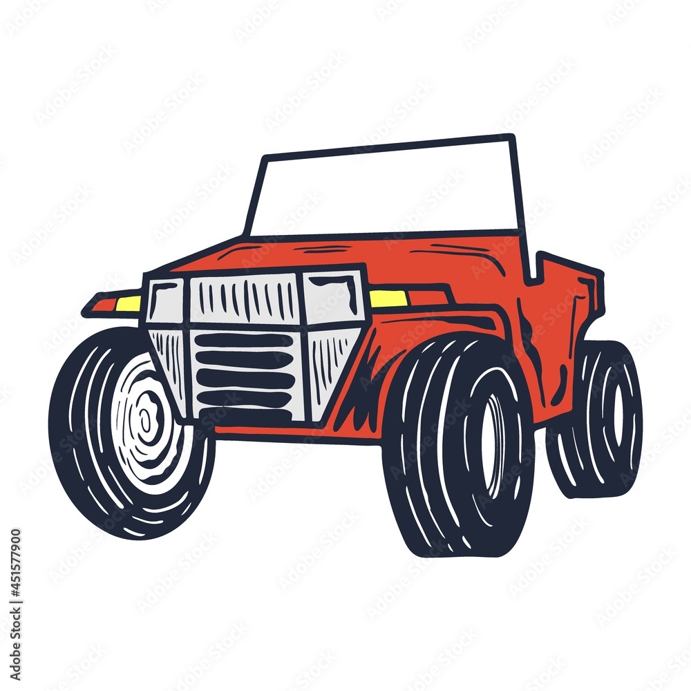 Car vector illustration with hand drawn style