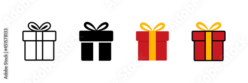 Present gift box icon. Vector isolated elements. Christmas gift icon illustration. Surprise present icon. Stock vector