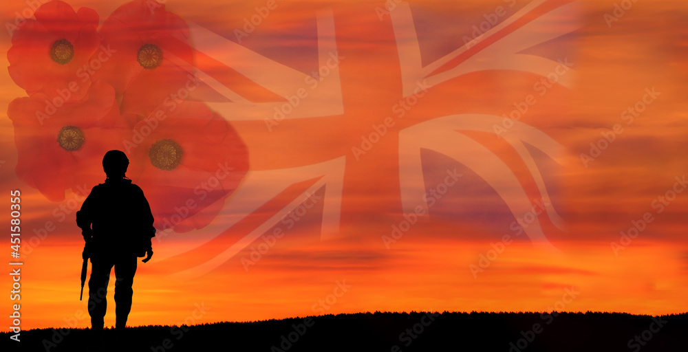Greeting card for Poppy Day , Remembrance Day .Great Britain celebration. Concept - patriotism, honor