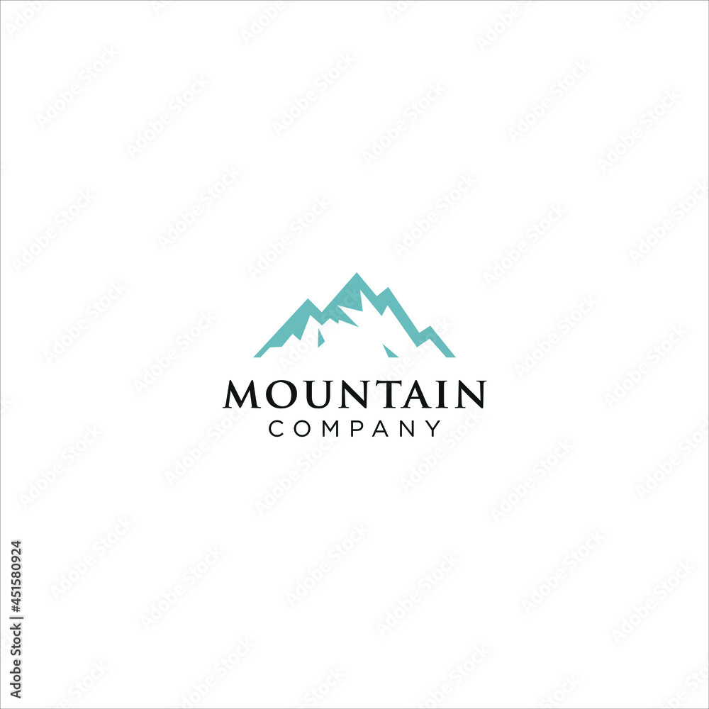 Simple Modern Mountain Landscape Logo Design Vector, Rocky Top Mount Peak Silhouette Simple Modern Mountain Landscape Logo Design Vector, Rocky Top Mount Peak Silhouette