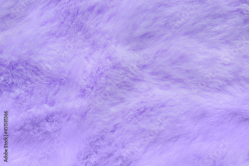 Purple fur texture top view. Lilac fluffy fabric coat background. Winter fashion violet color trend feminine flat lay, female blog backdrop text signs desidgn. Girly abstract wallpaper textile surface