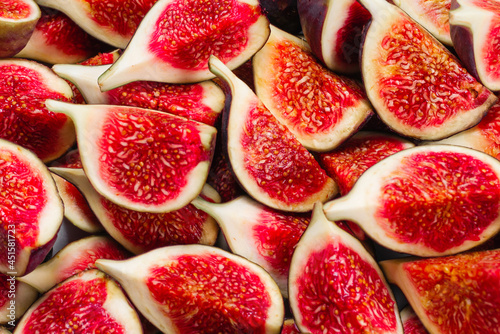 Tasty figs background. Top view.
