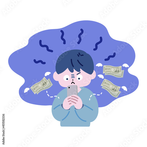 スマホを持った重課金勢の男性