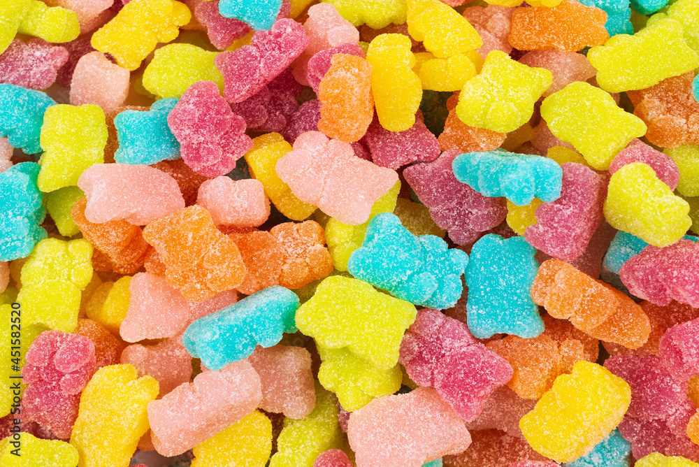 Jelly sweats bears background. Top view. Jelly sweats bears background. Top view.