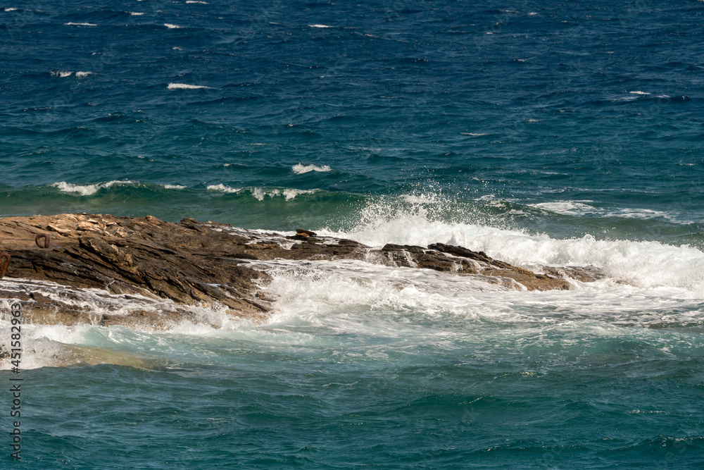 Obraz premium Panorama with sea view on Daskalio gulf in Keratea in Athens in Greece