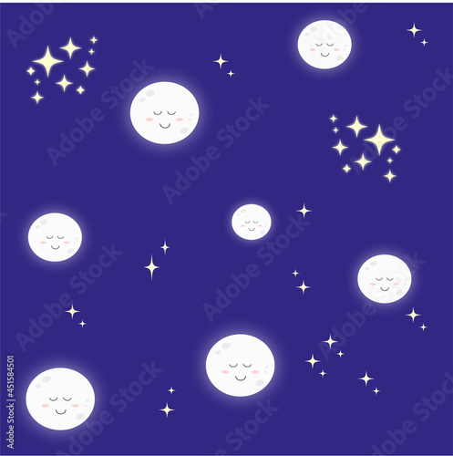 Night sky with stars and full moons