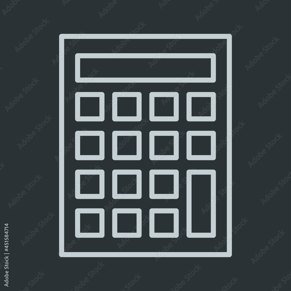 Calculator icon vector on navy background Calculator icon vector on navy background