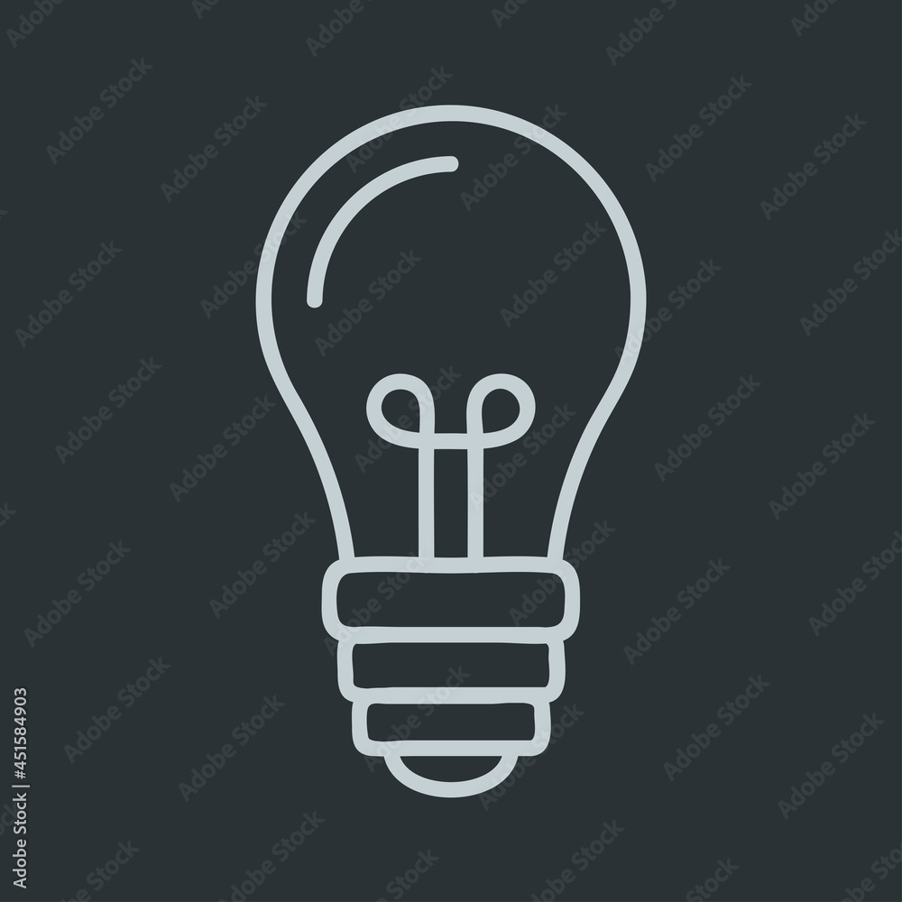 Light bulb icon vector on navy background Light bulb icon vector on navy background