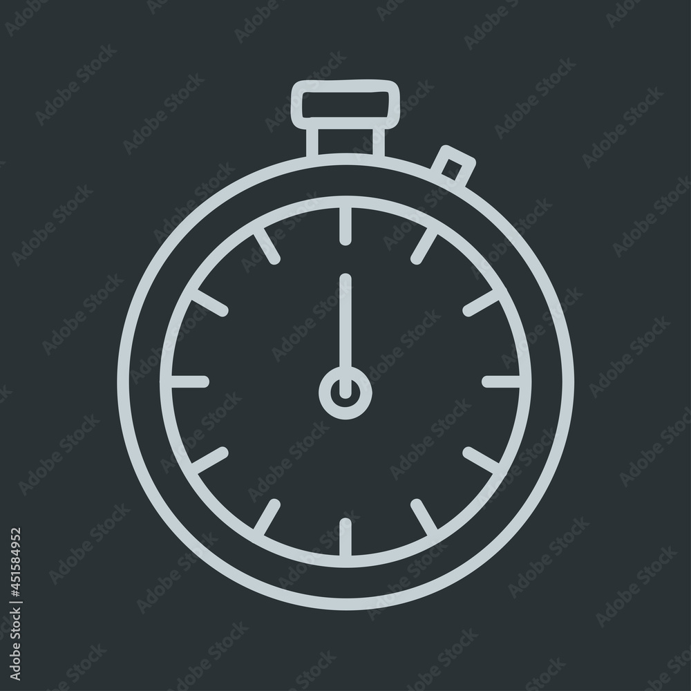 Stopwatch icon vector on navy background Stopwatch icon vector on navy background