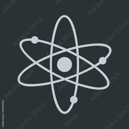 Atom icon vector on navy background