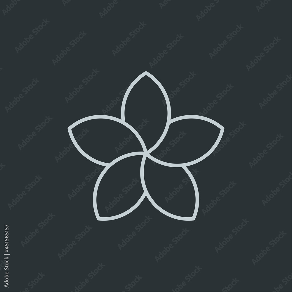 Plumeria flower icon vector on navy background