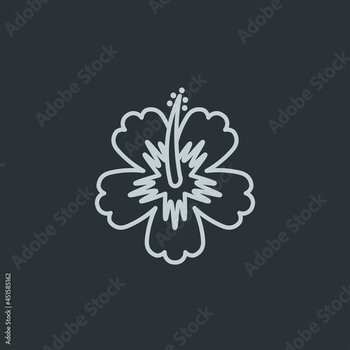 Hibiscus flower icon vector on navy background