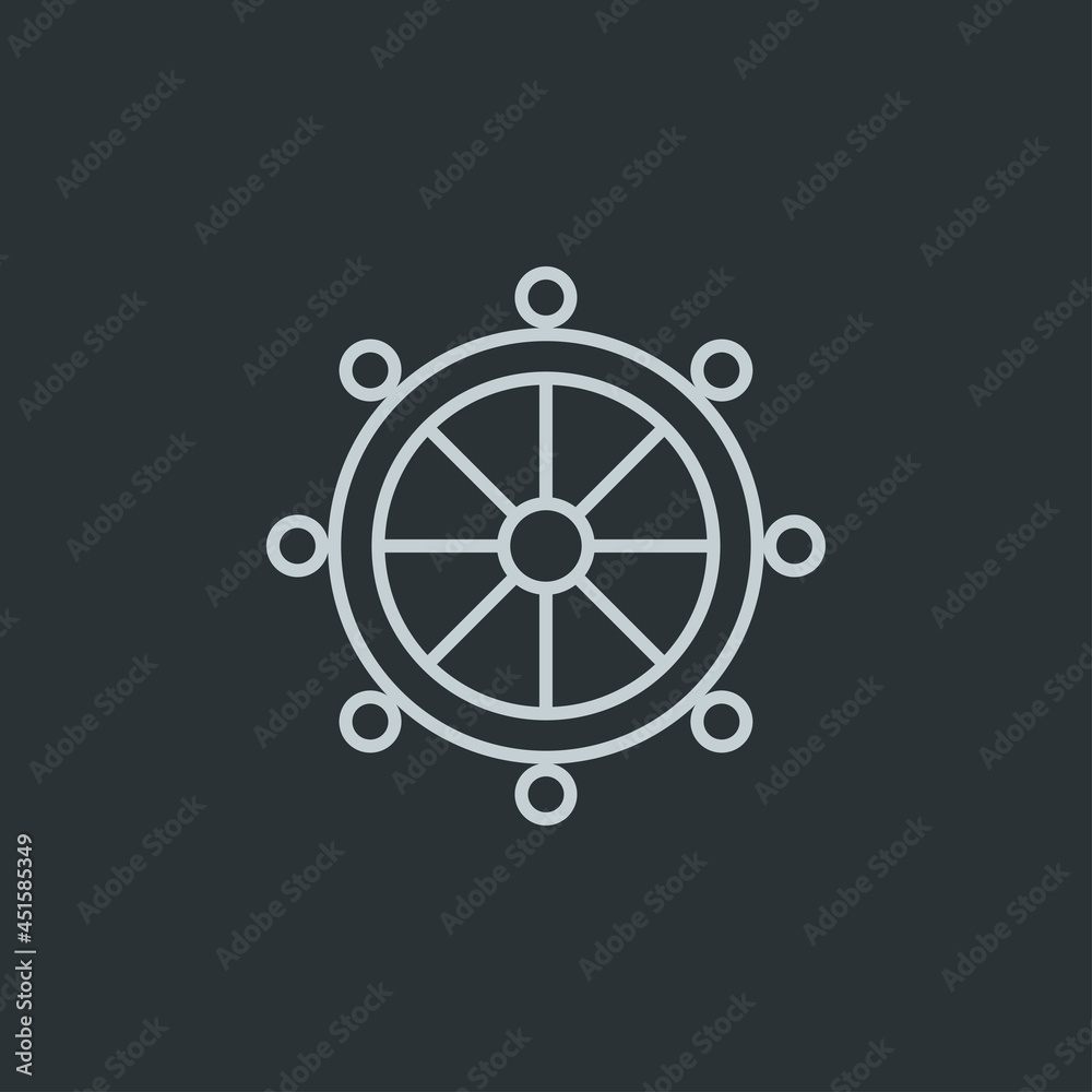 Ship wheel icon vector on navy background Ship wheel icon vector on navy background