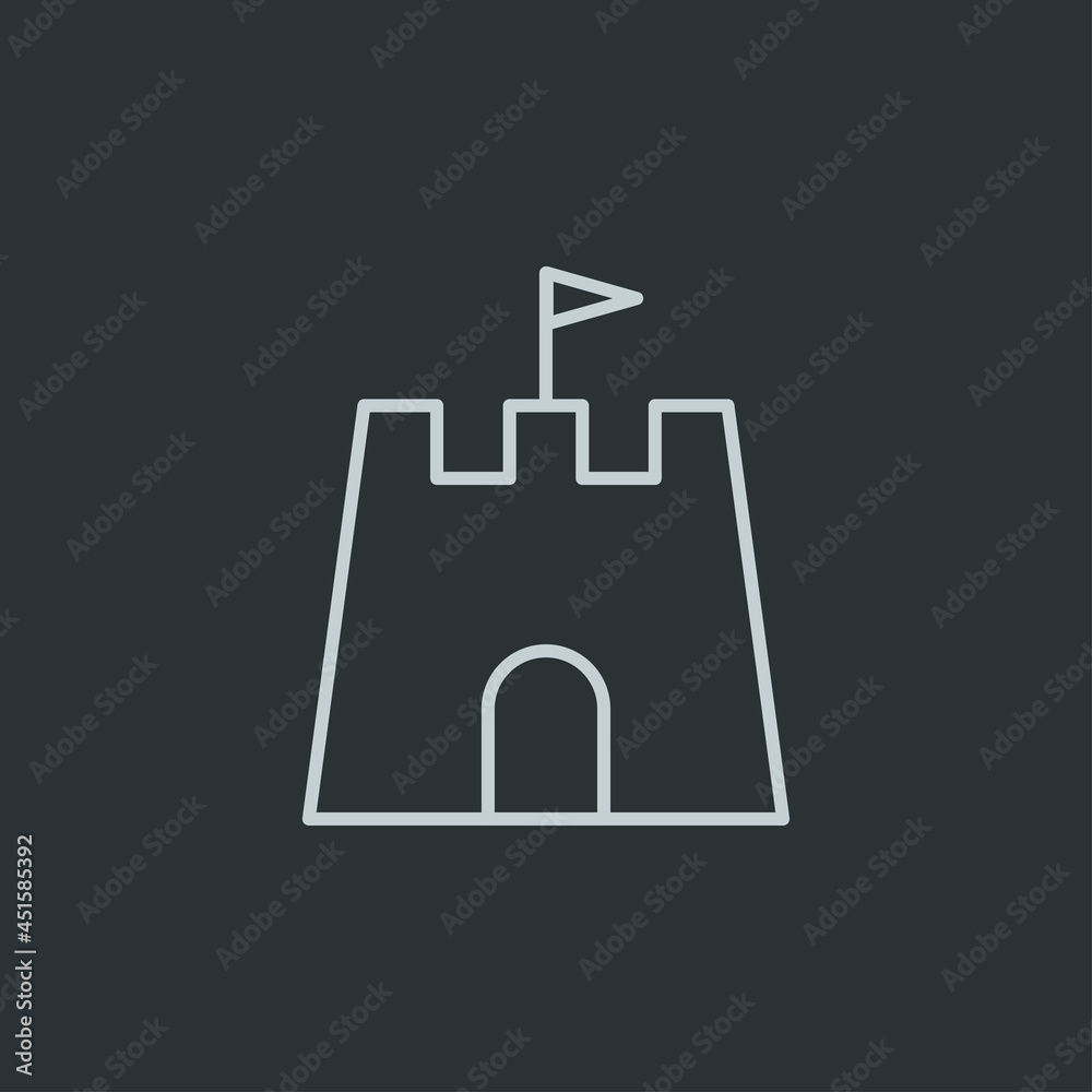 Sand castle icon vector on navy background Sand castle icon vector on navy background