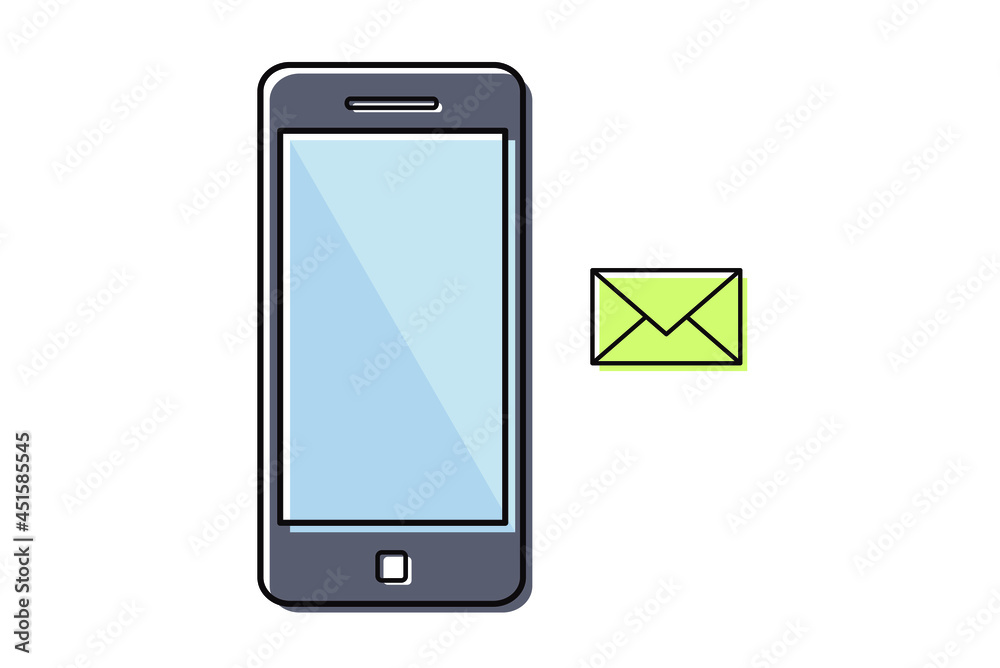 スマートフォンとメールのイラスト スマートフォンとメールのイラスト