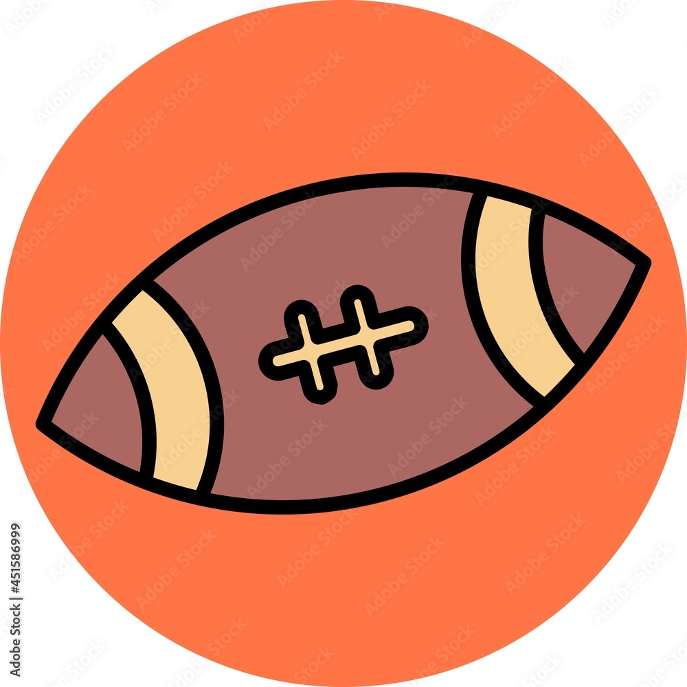 American Football Vector Line Filled Circle Icon Design American Football Vector Line Filled Circle Icon Design