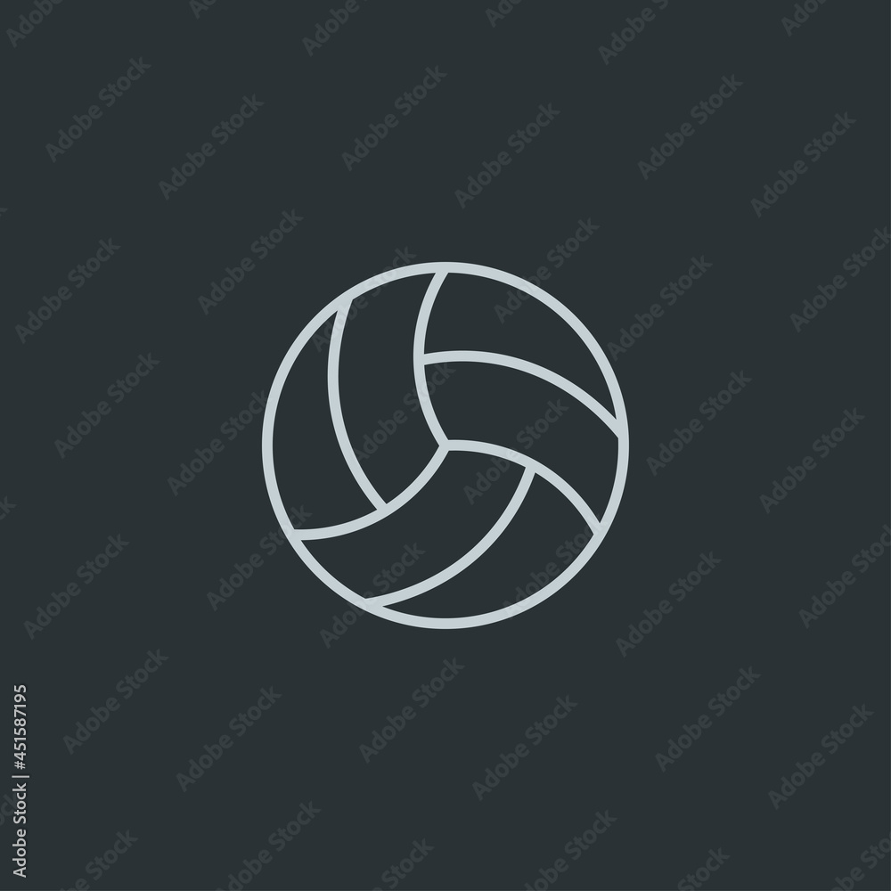 Volleyball icon vector on black background