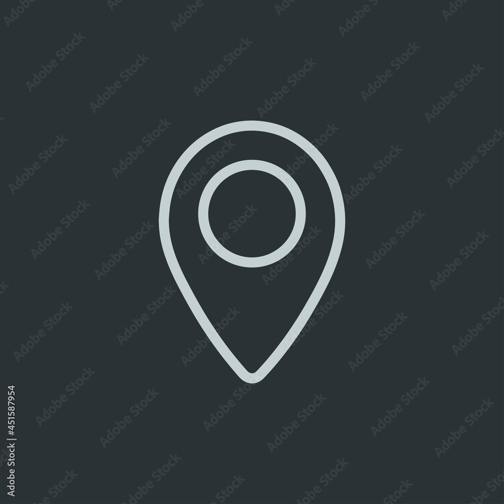Map pin icon on navy background Map pin icon on navy background
