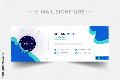 Modern email signature template or email footer and personal social media cover design