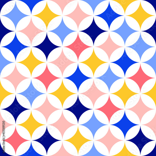 Seamless pattern with circle and rhombus shapes	