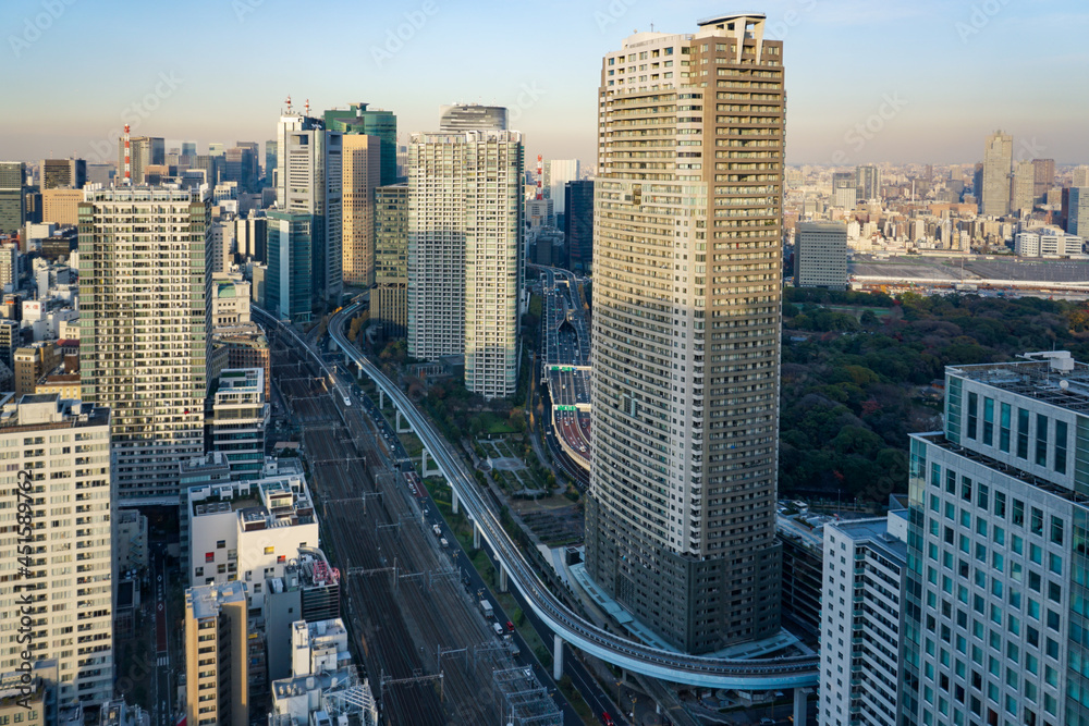 Obraz premium 閉鎖直前の世界貿易センタービル（シーサイドトップ展望台）から汐留方向のビル群