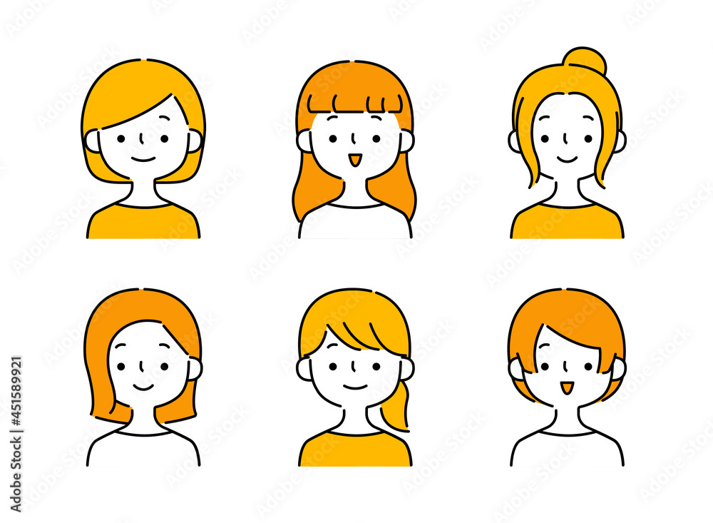 シンプルな女性のバリエーションイラストセット