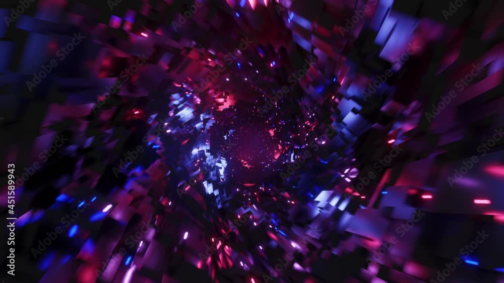Vidéo Stock 3D render of abstract VJ Loop flying inside of the digital ...