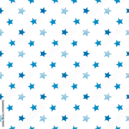 Seamless blue stars on white background