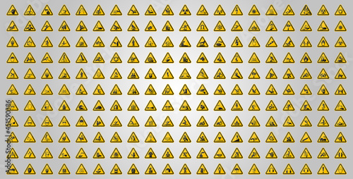 Warning Hazard Symbols labels Sign Isolate on White Background,Vector Illustration