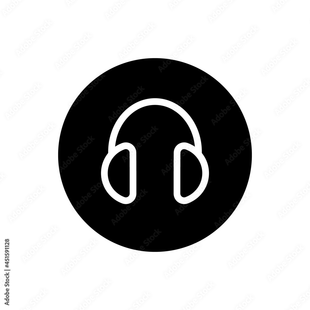 Earphone vector glyph icon . Filled circular Earphone vector glyph icon . Filled circular