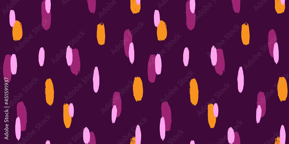 Brush stroke hand painted seamless pattern. Abstract background with round organic shapes.
