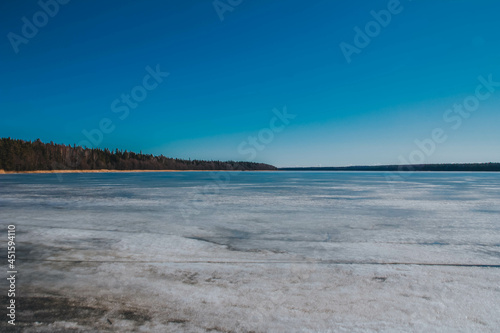 frozen lake in winter