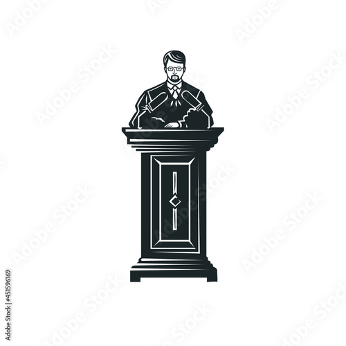 Judge on the rostrum handed down the verdict in the case.