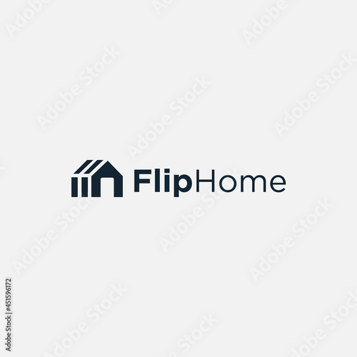 simple and modern home flip logo design template elements