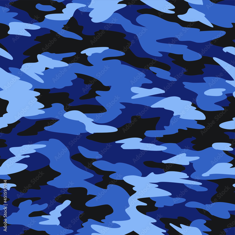 Texture camouflage hand drawn seamless pattern. Abstract modern camo military background. Fabric textile and vinyl wrap endless print template. Vector illustration.