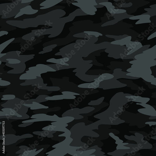 Texture camouflage hand drawn seamless pattern. Abstract modern camo military background. Fabric textile and vinyl wrap endless print template. Vector illustration.